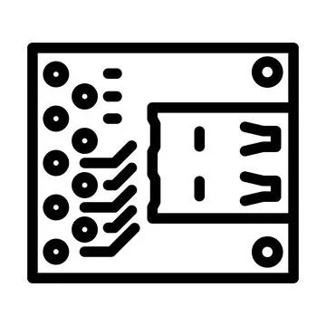 Pcb connected usb port line icon vector illustration Stock Illustration