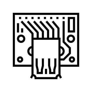Pcb connected usb port line icon vector illustration Stock Illustration