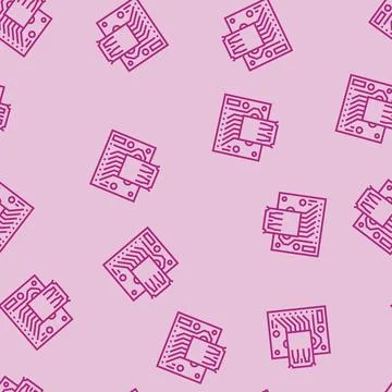 Pcb connected usb port line seamless pattern Stock Illustration