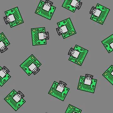 Pcb connected usb port vector seamless pattern 库存插图