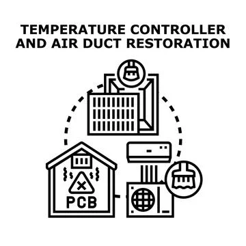 Pcb contamination and air duct restoration process Stock Illustration