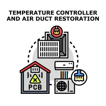 Pcb contamination and air duct restoration process Stock Illustration