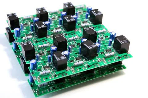 PCB drying technology. The finished board leaves the drying oven along the co Foto stock