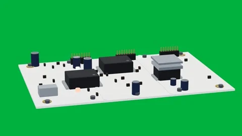 Pcb electronics 3d loop green screen Stock Footage 342913265