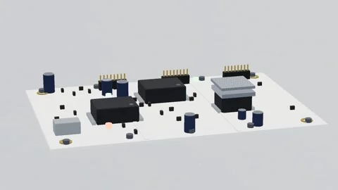 Pcb electronics 3d loop white background 3D animation seamless loop Stock Footage 341849115