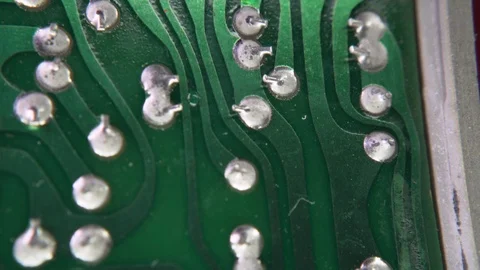 PCB Green Closeup Electronic Components Through-Hole Plating Hand Etched Video stock 117067490