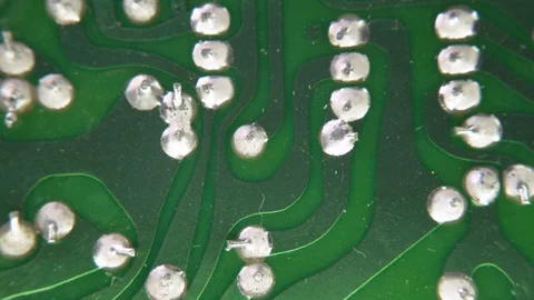 PCB Green Closeup Electronic Components Through-Hole Plating Hand Etched Video stock 117067981