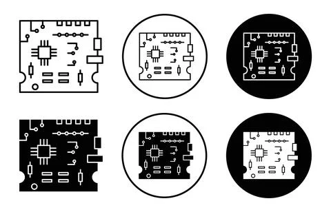 Pcb icon Outline flat Icon Ilustración de archivo