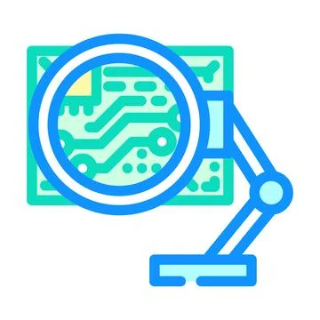 Pcb inspection electronics color icon vector illustration 스톡 일러스트