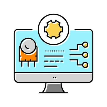 Pcb inspection electronics color icon vector illustration Stock Illustration