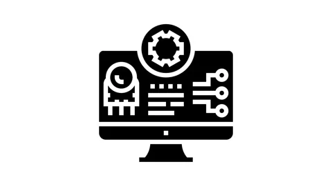 Pcb inspection electronics glyph icon animation Stock Footage 326153077