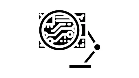 Pcb inspection electronics glyph icon animation Stock Footage 326743395