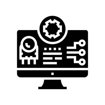 Pcb inspection electronics glyph icon vector illustration Stock Illustration