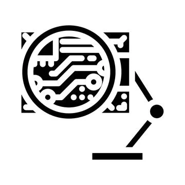 Pcb inspection electronics glyph icon vector illustration Illustrazione stock