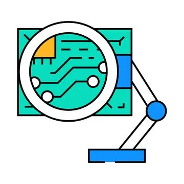 Pcb inspection electronics icon color illustration Stock Illustration