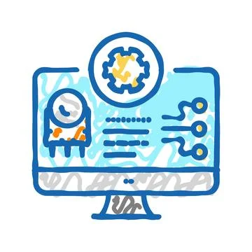 Pcb inspection electronics icon doodle illustration Stock Illustration