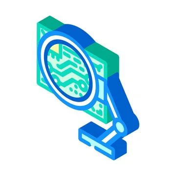 Pcb inspection electronics isometric icon vector illustration Stock Illustration