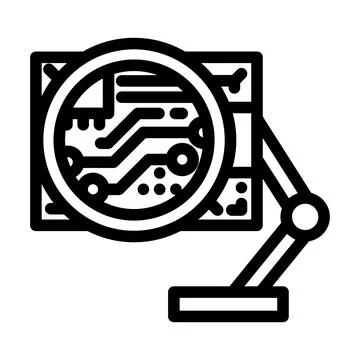Pcb inspection electronics line icon vector illustration Illustrazione stock