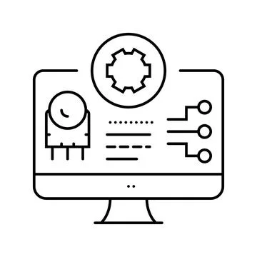Pcb inspection electronics line icon vector illustration 스톡 일러스트