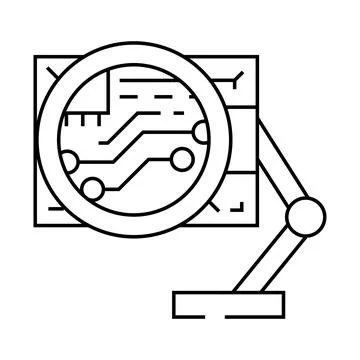 Pcb inspection electronics line icon vector illustration Stockillustratie