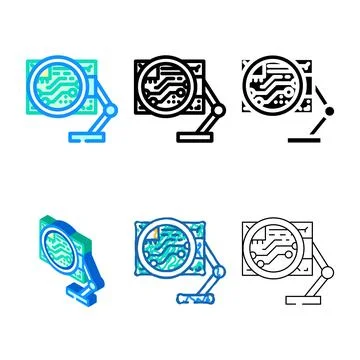 Pcb inspection stylized electronics color icon vector イラスト素材