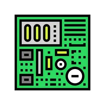 Pcb labeled components color icon vector illustration Illustrazione stock