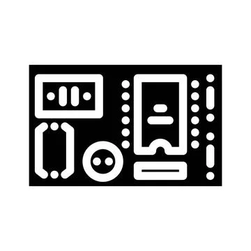 Pcb labeled components glyph icon vector illustration Illustrazione stock