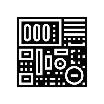 Pcb labeled components glyph icon vector illustration Illustrazione stock