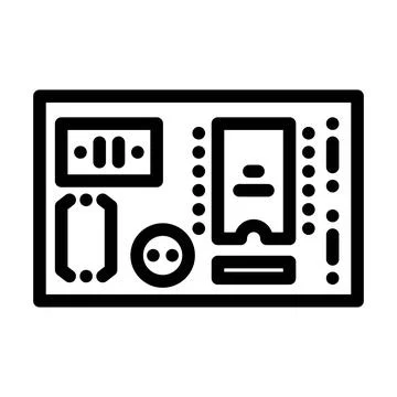 Pcb labeled components line icon vector illustration Illustrazione stock