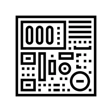 Pcb labeled components line icon vector illustration Illustrazione stock