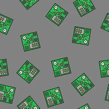 Pcb labeled components vector seamless pattern Illustrazione stock