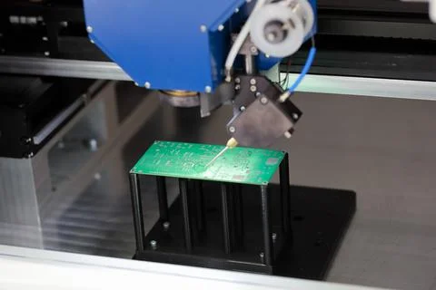 PCB laser selective soldering system close up Stock Photos