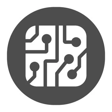PCB layout in circle solid icon, electronics concept, printed circuit board in イラスト素材