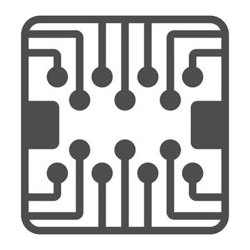 PCB layout square shape chip solid icon, electronics concept, printed circuit 스톡 일러스트