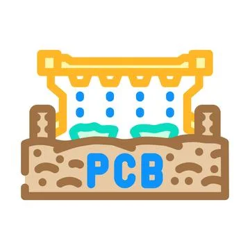 Pcb pollution contaminating soil and groundwater icon 스톡 일러스트