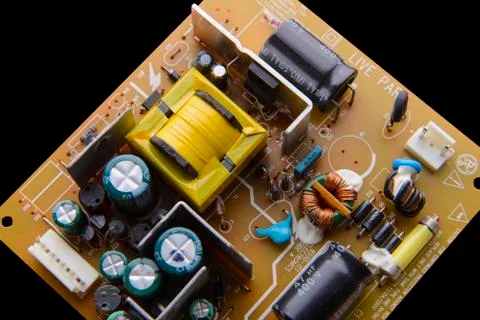 PCB power devices on black background Stock Photos