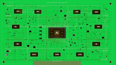 PCB schematic animating from AI module, visualizing blocks and traces on Stock-Footage 337173197