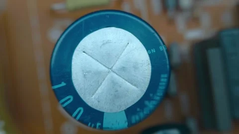 PCB with transformers, capacitors, transistors, resistors, microchip Stock Footage 259786252