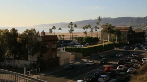 PCH traffic beach scene 3544 Stock Footage 11228574