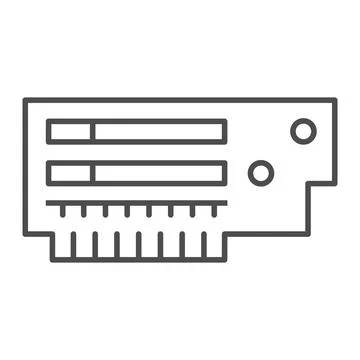 PCI express board thin line icon, electronics concept, Perepheral Component Stock Illustration