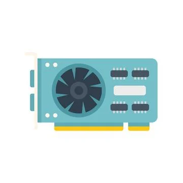 Pci gpu card icon flat vector. Pc video 스톡 일러스트