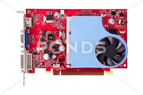 Pci video card with hdmi, vga and dvi connectors isolated on a white background Stock Photos