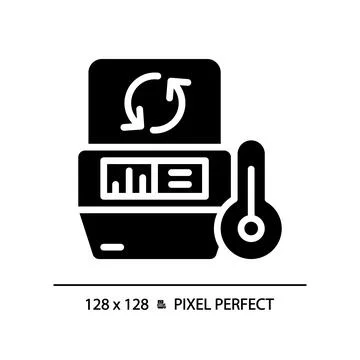 Pcr machine pixel perfect black glyph icon Stock Illustration