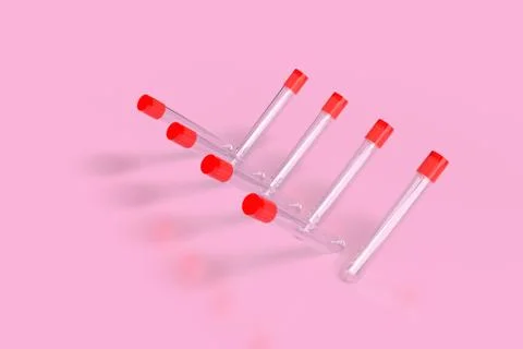 PCR test empty test tube for coronavirus test. 3D illustration. Illustrazione stock