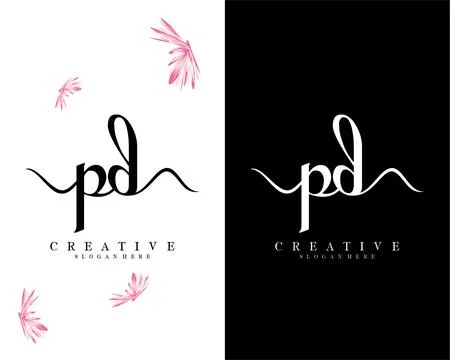 Pd, dp handwriting script font letter logo design template vector イラスト素材