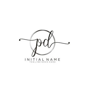PD Initial handwriting logo with circle template vector Stock Illustration