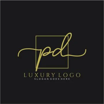 PD Initial handwriting logo design Stock Illustration