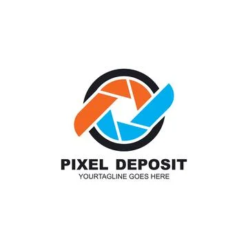 Pd or dp letter camera pixel icon vector logo design concept Stock Illustration