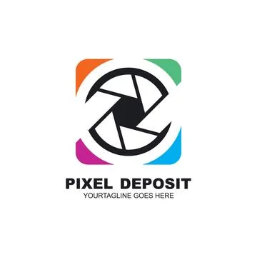 Pd or dp letter camera pixel icon vector logo design concept 스톡 일러스트