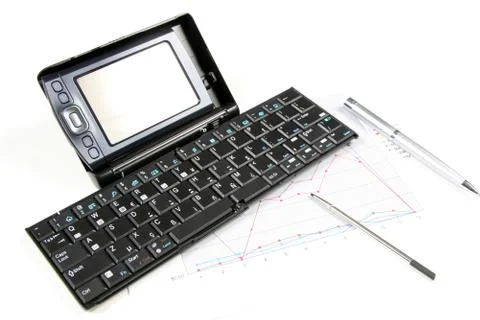 Pda and keyboard on white background Foto stock